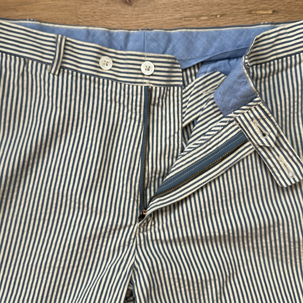 Polo by Ralph Lauren blue/off white striped Searsucker shorts men's waist 36 - Picture 4 of 8